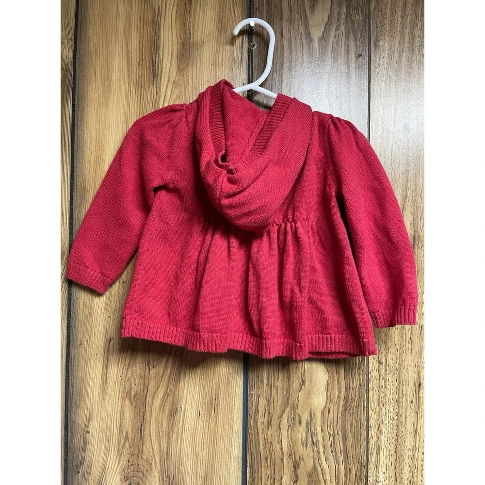 Gymboree Girls‎ Sweater Red Hooded Cable Knit Cardigan 12-18 Months Cotton